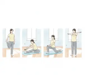 человек выполняет простую зарядку дома