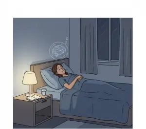 женщина спокойно спит в темной прохладной спальне