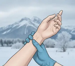 Руки в теплых перчатках зимой