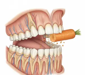 Процесс жевания в ротовой полости
