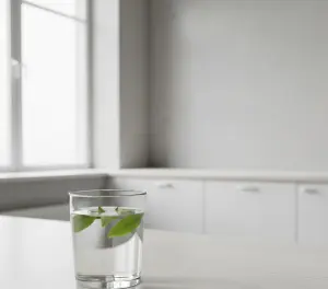 Эстетичный натюрморт с водой и зеленым чаем