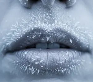 Замерзшие губы на ветру