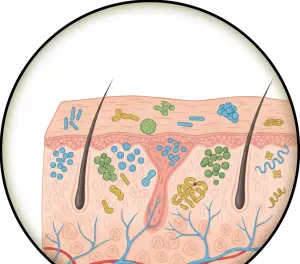 Микроскопическое изображение поверхности кожи